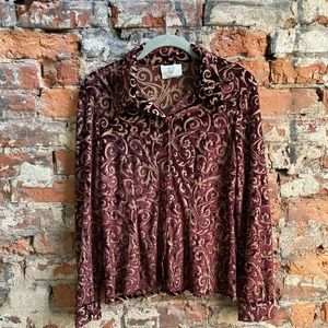 Love Amour Vintage 90s Sheer Velvet Top, Sz 2